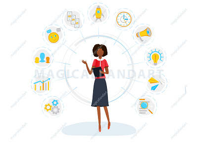 Black businesswoman and multitasking concept