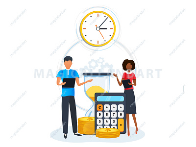 Concept of efficiency time management. efficiency finance magicallandart man management meeting office optimization organize people plan process productive project schedule strategy task time woman work