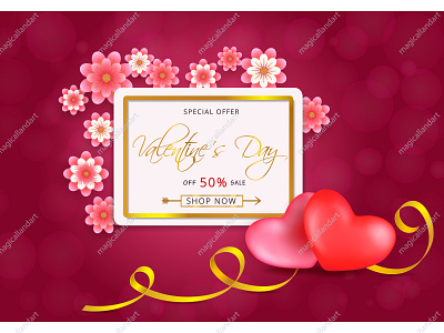 Valentines day sale background 14 anniversary banner birthday card day february gift gold greeting happy heart love magicallandart pink poster ribbon sale shop valentine