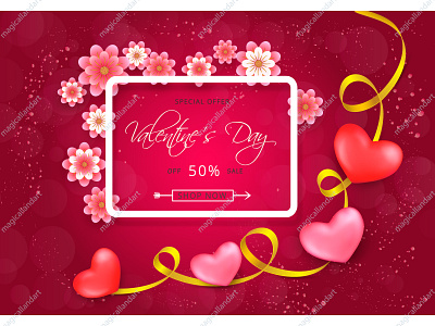 Valentines day sale background 14 anniversary banner birthday day february flower heart love magicallandart offer paper pink red ribbons sale shop stripes valentines valrntine