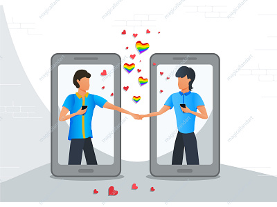 LGBT gay couple app couple day gay lgbt lgbtg love magicallandart man mobile people pride rainbow smarthome symbol valentine valentines vector young