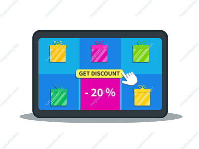 Online shopping app, discount, promotion app box business buy discount ecommerce flat gift icon madicallandart marketing mobile offer online promotion shop smartphone special store tablet