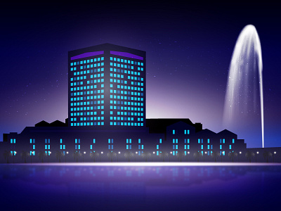 The Ritz-Carlton Jeddah Fountain city dark fountain illustration jeddah night ritz carlton