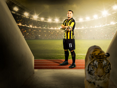 Ittihad Tiger Key Visual artwork concept creative photomanipulation photoshop post production retouching soccer tiger visual