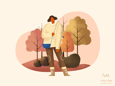 Fall character fashion girl illustration tree ui
