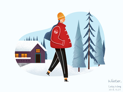 Winter app design flat illustration season tree ui winter