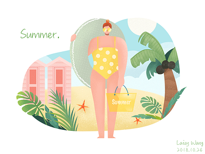 Illustration of Summer beach flat illustration planet sea season summer swim uikit