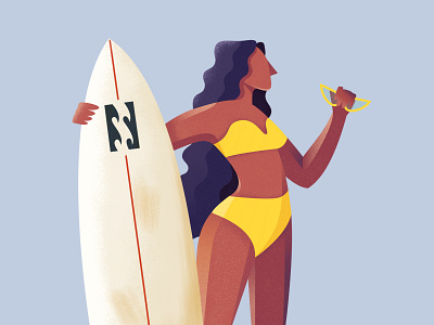 Surfing illustration design fit girl illustration sea sport summer surfing