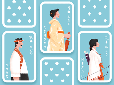 Poker cards / Character character flat girl illustration japanese sushi ui