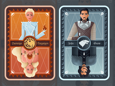 Character card for game of thrones card character flat game of thrones illustration john snow mother of dragons ui