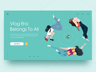 Vlog Era branding character flat illustraion interface travel vlog web