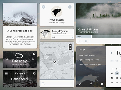 Winter is Coming UI kit black blue forrest game of thrones map player ui ui kit video white widget winter