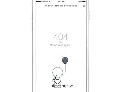Empty state / Error screen app empty state error green hitchhikers guide to the galaxy management marvin mobile project robot time white