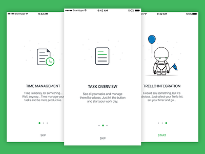 Time management app walkthrough app green management project robot task tasks time time management white