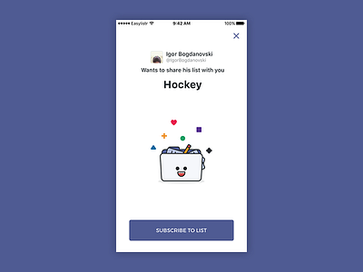 Easylistr app - list share app illustration list lists mobile purple screen twitter