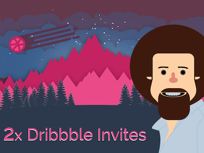 Bob Ross Invites Dribble bob ross dribbble invites illustration illustrator invites