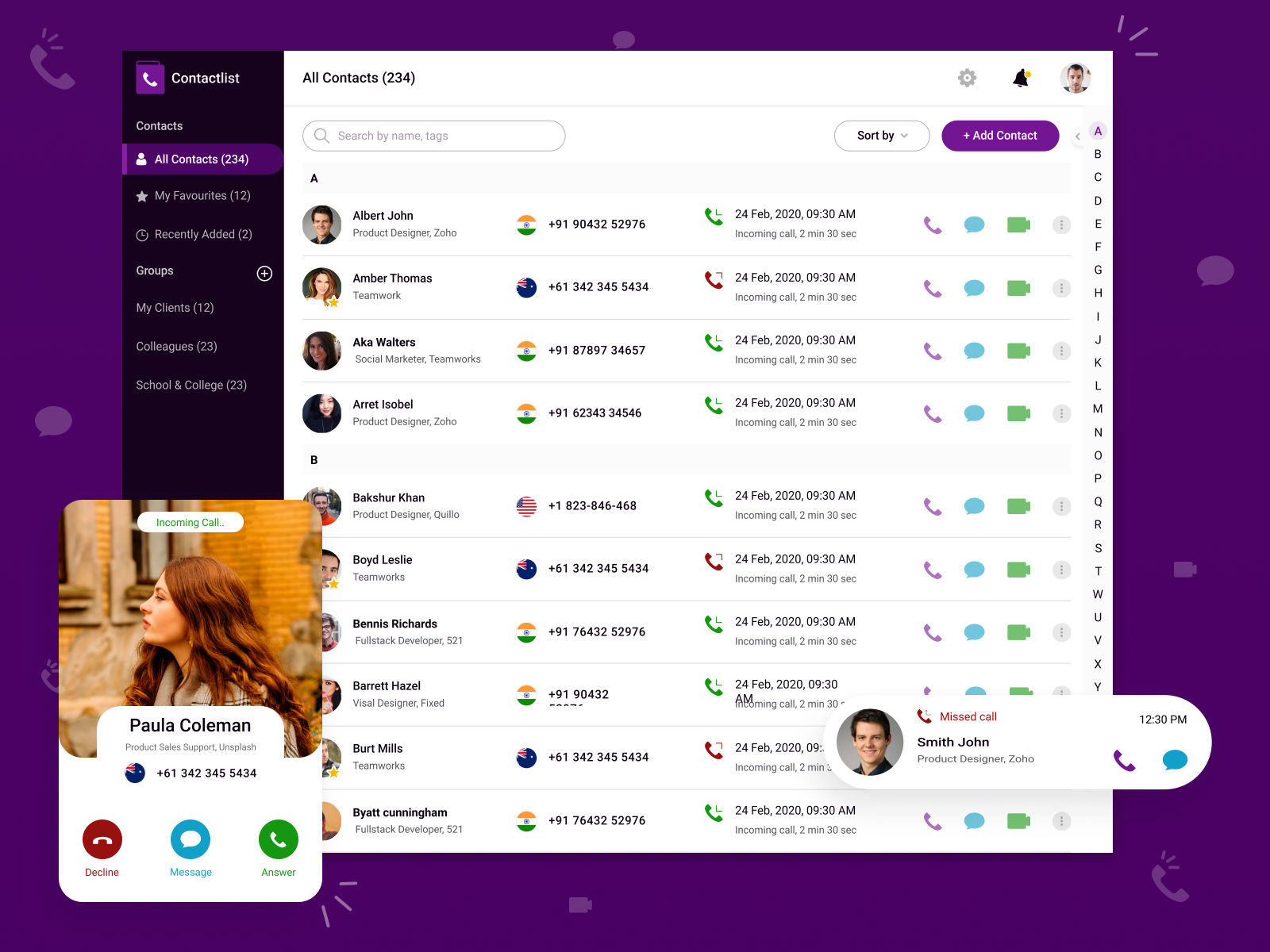 Contact Book by Kalaiarasan Jayaraman on Dribbble
