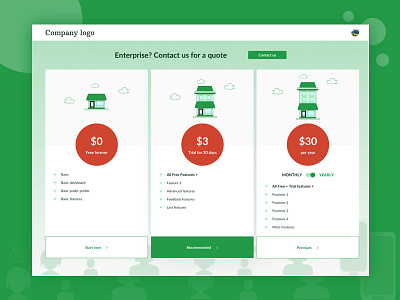 Pricing table