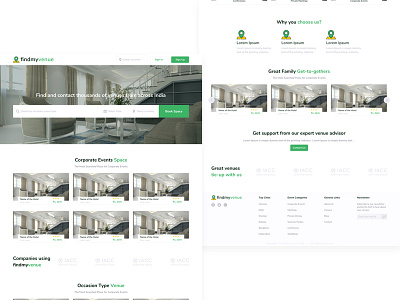 Findmyvenue Landing Page branding design dribbble icon typography ui ux