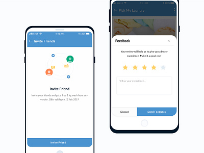 Invite And Feedback Screen branding design dribbble icon illustration mobile ui ui ux ux vector