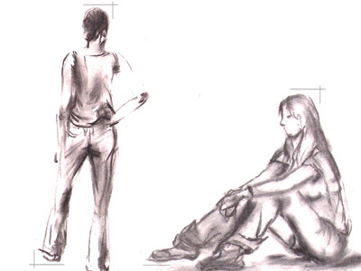 Charcoal 2-minute sketches black white charcoal drawing illustration