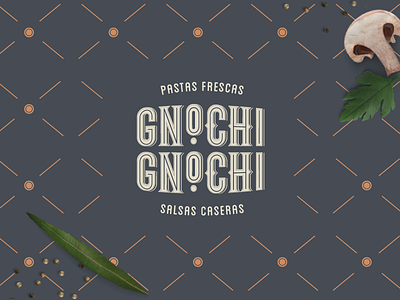 Gnochi Gnochi composition food homemade logotype retro texture