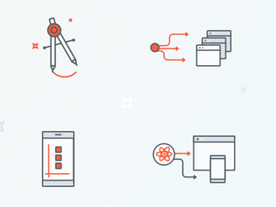 Learning React design flat icon icons illustration learning orange react.js sketch app web