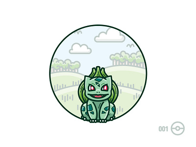 001: Bulbasaur (grass/poison) animal bulbasaur character cute design illustration linework monster pokemon