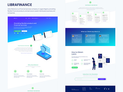 Libra Reliance africa blue clean design fiance figma flat gradient graphic illustration interface design landing page loan minimal ui ux