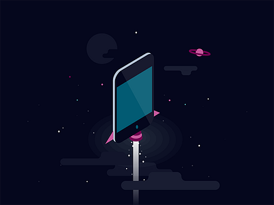 Mobile Rocket app development flat iphone mobile rocket