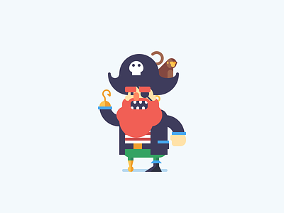 Pirate flat illustration monkey pirate