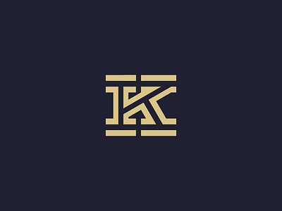 K Monogram bold gold k letter logo monogram