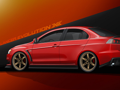 Mitsubishi Evo X Vector automotive car design cars design evolution illustration jdm lancer mitsubishi photoshop vector