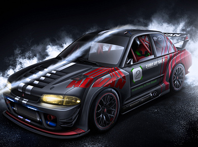 Mitsubishi Evo II Time Attack automotive car design cars evolution jdm mitsubishi photoshop poster racing time attack