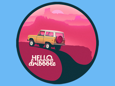 Hello Dribbble! automotive bronco cars design ford graphic illustration photoshop poster vector vintage