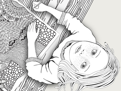 Hi Dribbble adult coloring black black and white coloring coloring book doodle illustrator im vector white