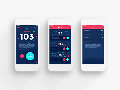 Notch Counting App Screens app counting design geometric ios notch shapes ui