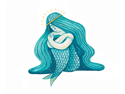 sad mermaid drawings