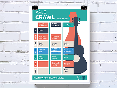 Vale Pub Crawl Flyer beer crawl design flyer guitar music poster pub