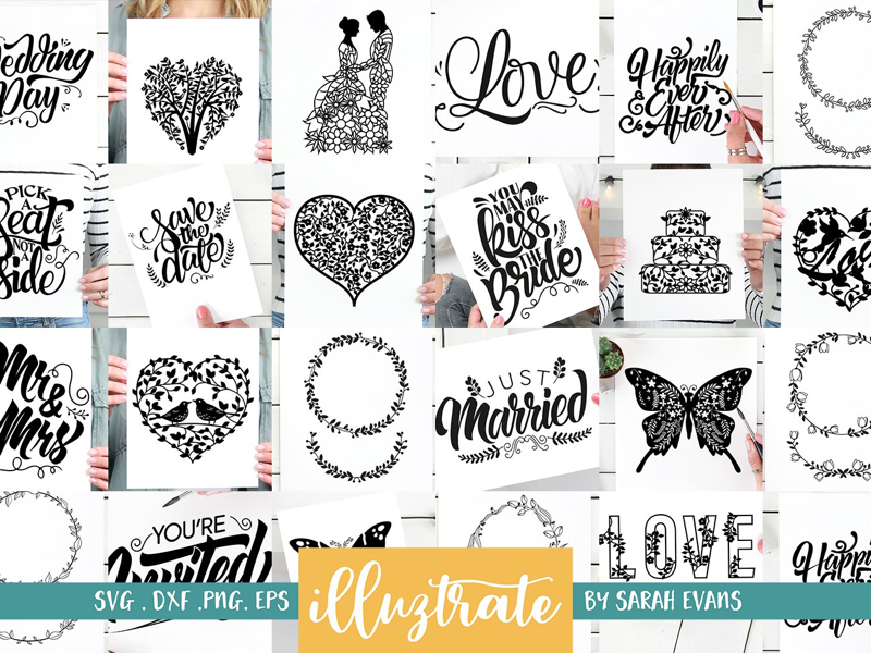 Download Wedding SVG Cut File Bundle by Sarah Evans on Dribbble