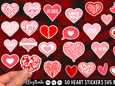 Heart Stickers SVG heart bundle heart cut file heart illustration heart sticker heart sticker bundle heart stickers hearts bundle kiss cut stickers packaging stickers svg tumble stickers wedding stickers svg