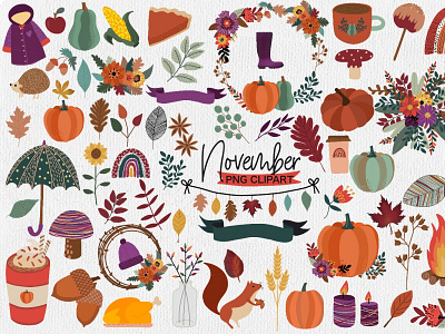 November Clipart pumpkin design