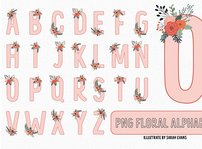 Pink Floral Alphabet alphabet clipart