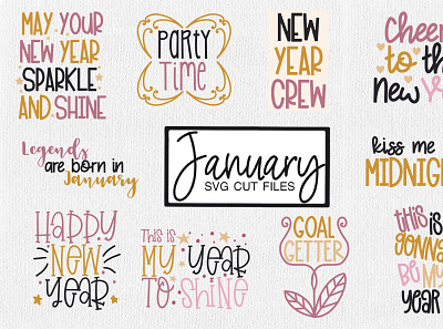 January SVG Cut Files new year sublimation png