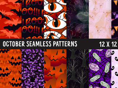 October Seamless Patterns spiders seamless patterns