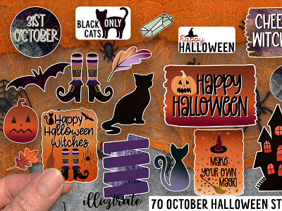October Stickers scary print and cut