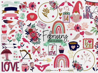 February Clipart valentine sublimation
