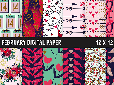 Valentines Digital Paper valentines seamless pattern