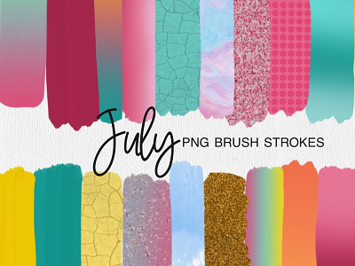 July Brush Strokes summer png quote