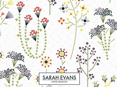 Geo White Meadow detailed floral flowers geo geometric intricate pattern patternbank seamless unusual white meadow wild flowers